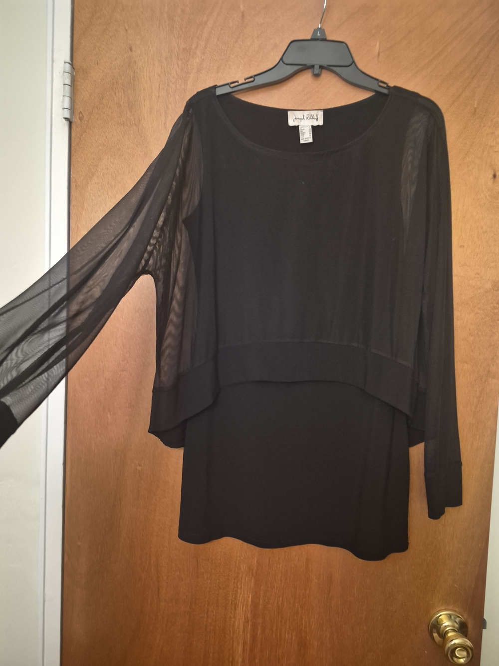 Joseph Ribkoff Black Sheer Layered Long Sleeve Top
